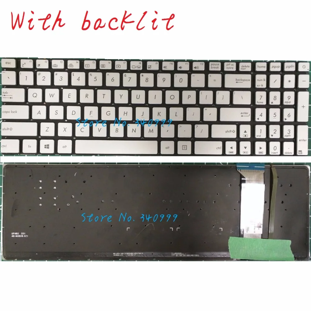 

New for ASUS N551 N551J N551JQ N551JK N551JM N551JW US with backlit silver keyboard