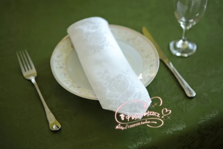 1pcs restaurant white cotton cloth napkins folded cotton jacquard