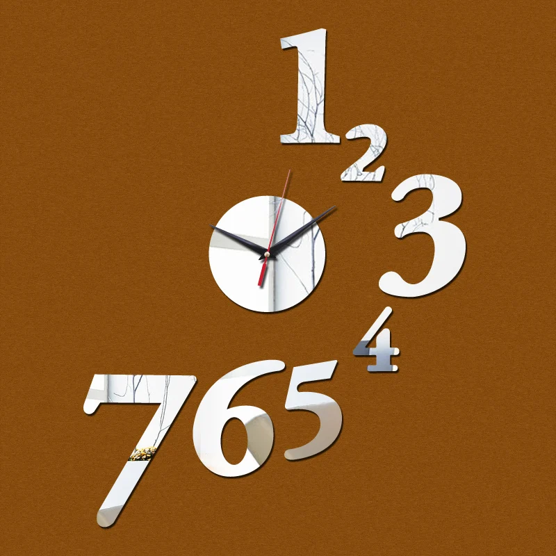 

new seven digits home decoration acrylic mirror clocks safe modern design quartz wall clock l watch sticker