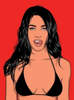 

Modern painting popart young girl portrait on oil canvas for home decor, wallpaper, gallery