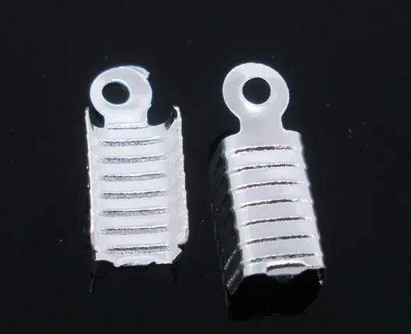 

Alloy Necklace Cord End Tips Irregular Silver Plated Stripe Pattern 12mm( 4/8") x 5mm( 2/8"), 50 PCs new
