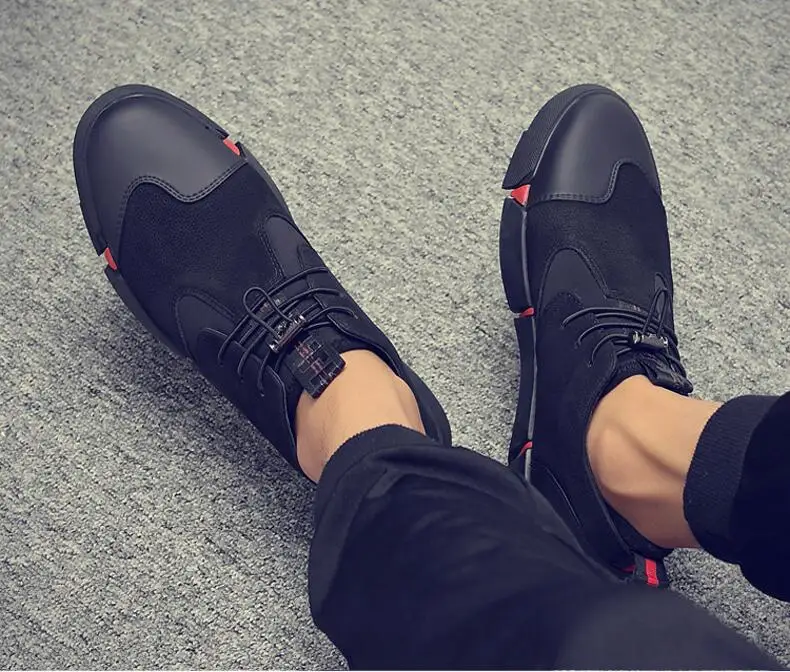 pretos couro sapatos casuais moda tênis inverno
