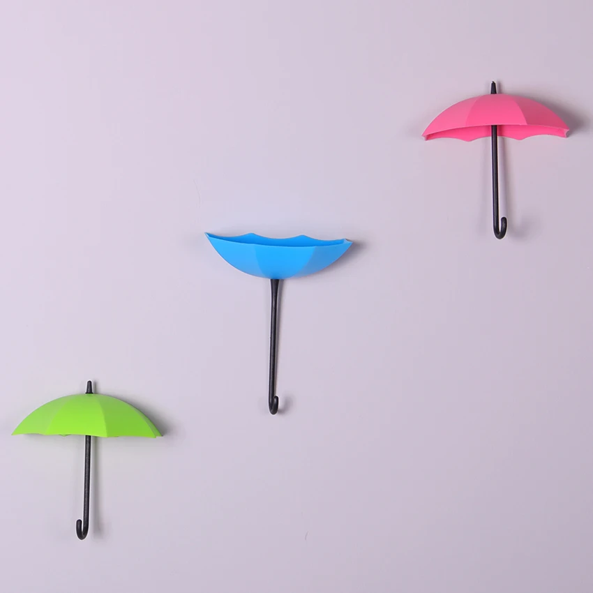 3PCS Cute Umbrella Shaped Creative Wall Stickers Key Hanger Decorative Holder Wall Hook Kitchen Bathroom 3D Wall Sticker 3PCS Cute Umbrella Shaped Creative Wall Stickers Key Hanger Decorative Holder Wall Hook Kitchen Bathroom 3D Wall Sticker