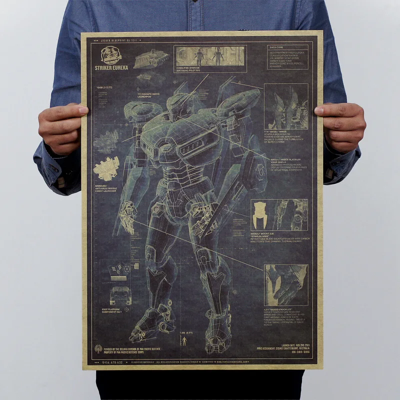 

Pacific Rim Mech Warrior Robot Design Drawings Kraft Paper Poster Retro Decorative Painting 51 * 35cm Vintage Greeting Card