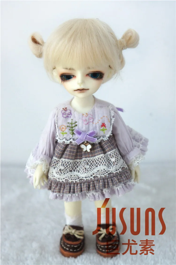 

JD415 1/12 Cute two pony BJD mahair wigs for tiny doll in size 3-4inch 4-5 inch doll hair fashion doll accessories