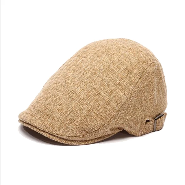 Mens Cotton Linen Vintage Flat Cap Summer