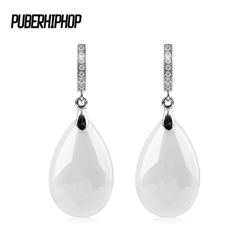 

Big Oversize Water Drop Shape Stud Earrings Elegant Jewelry CZ Crystal Ceramic Ear Earrings Wedding Dress Jewelry for Women