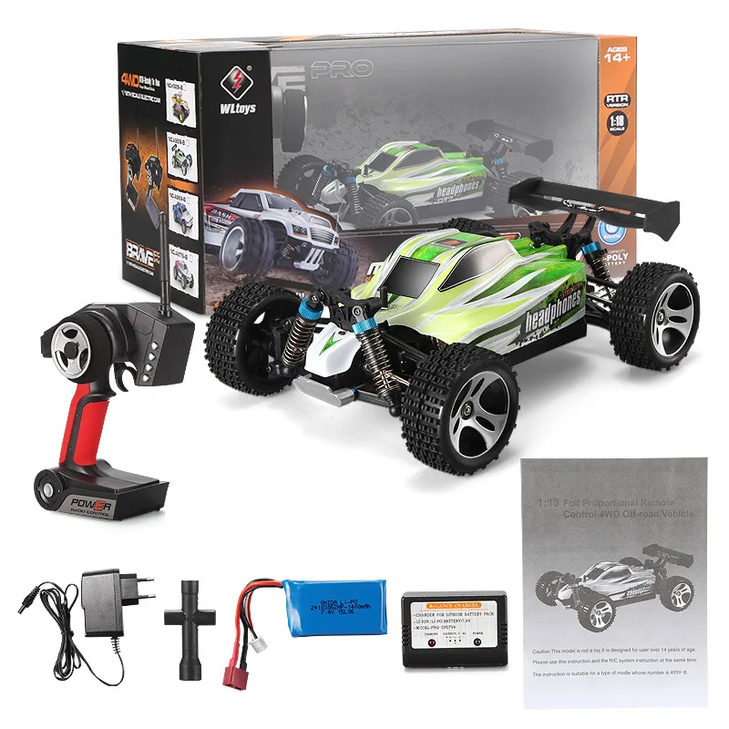 WLtoys A959-B 1/18 4WD Багги внедорожных автомобилей 1:18 RC автомобиль 70 км/ч 2,4 г Радиоуправляемый автомобиль RTR радиоуправляемое багги с Батарея A959 обновленная версия