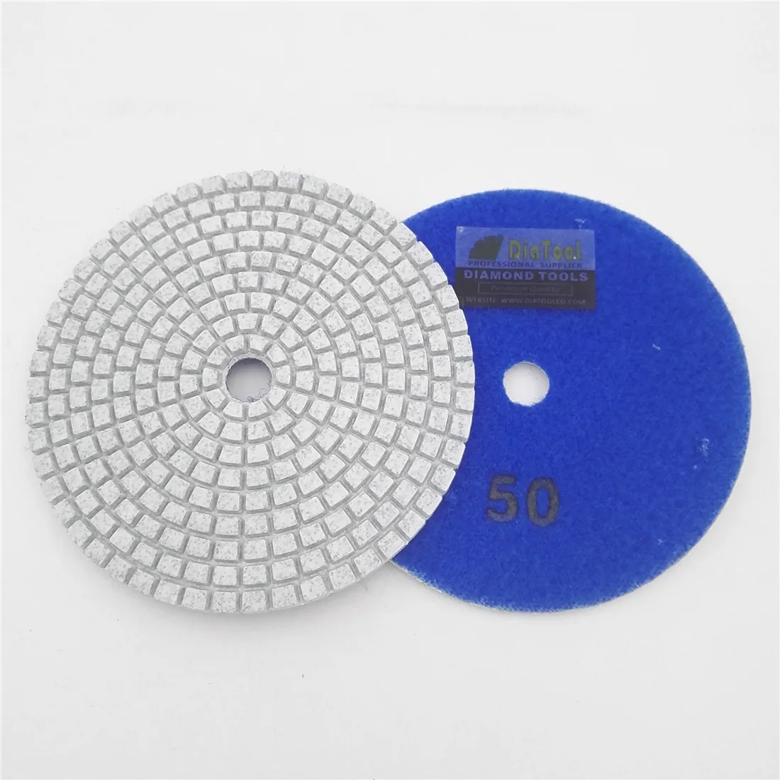 SHDIATOOL 10pcs 4"/100mm Professional White Diamond Wet or Dry Polishing Pads #50 Resin Bond Sanding Discs Stone Polishing Disc