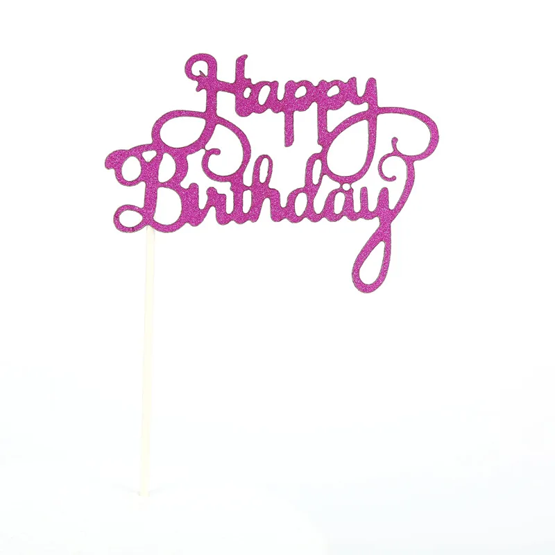 5 шт./компл. с днем рождения полые торт Топпер флаги для День рождения торт вставки и отделением для карт украшенный украшение торта, выпечки - Цвет: Rose Red