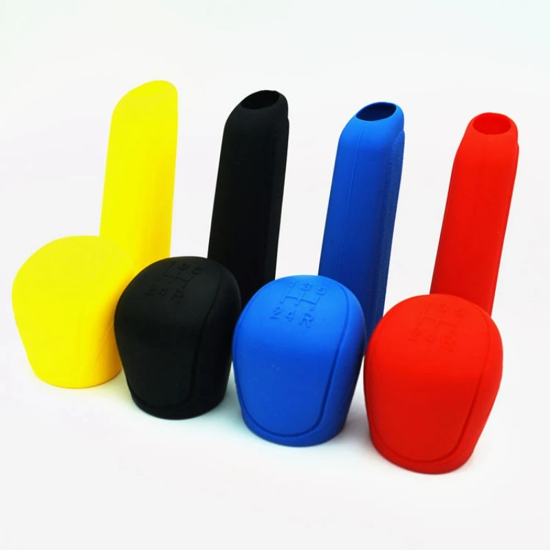 

Manual Car Gear Head Shift Knob Cover Handbrake Cover Silicone Non Slip Grip Handle Case Shift Collars