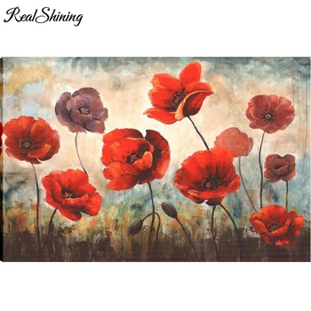

5D DIY Full Square round drill Diamond Painting Red Poppies flowers Embroidery Sale Mosaic Picture Of Rhinestone Crafts FS4857