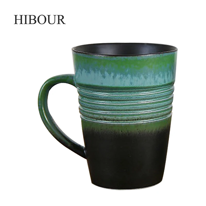 HIBOUR Ceramic Tea Mug Originality Gift Stripe Mugs Hand-plating with Handgrip Breakfast Milk Coffee Cups 300mL | Дом и сад