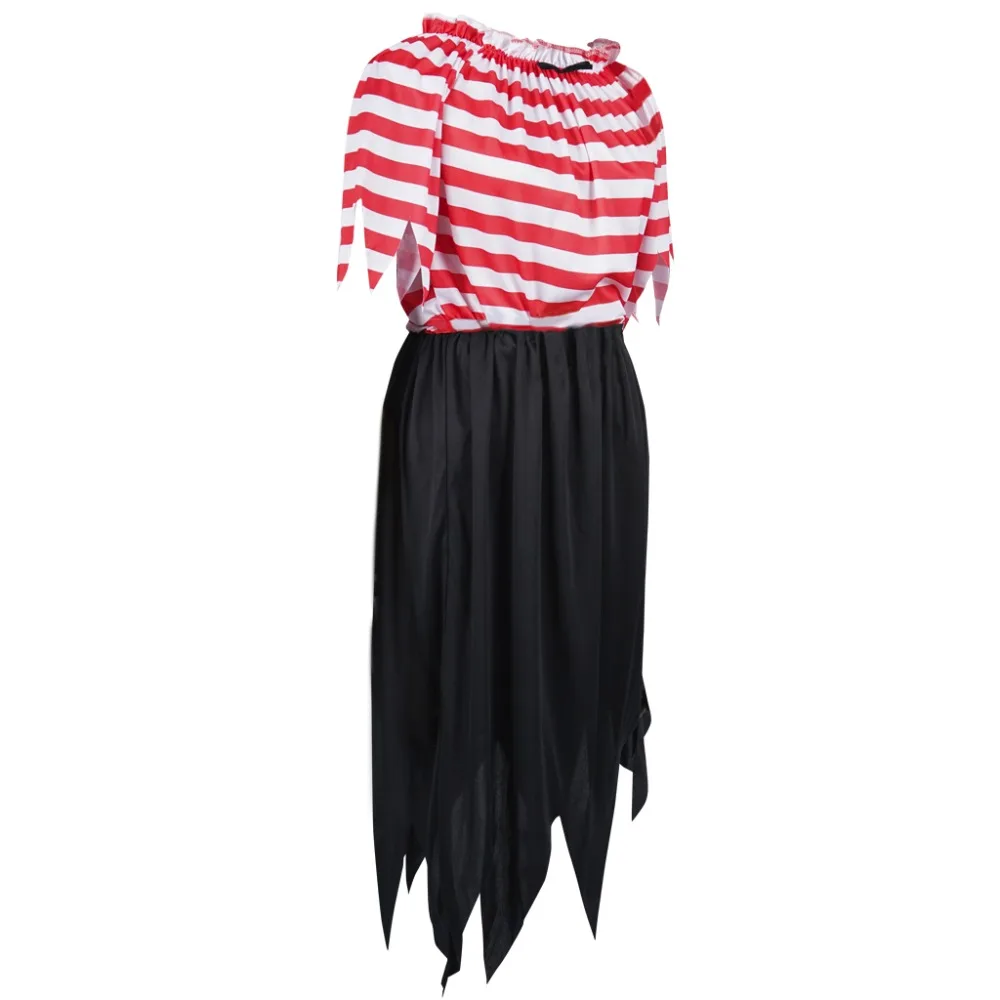 Goedkoop Vrouwen Piraat Kostuum Meisje Crew Kostuum Halloween Kostuums Pirate Cosplay Korte Mouw Gestreepte Feestjurk Rokken voor Lady