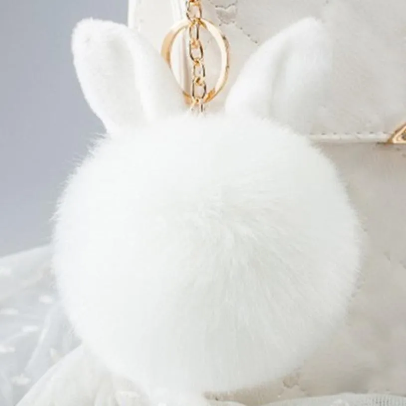 2018 Fur Keychains Fake Rabbit fur ball key chain porte clef pompom de fourrure fluffy Bag Charms bunny keychain Keyring Fashion Jewelry