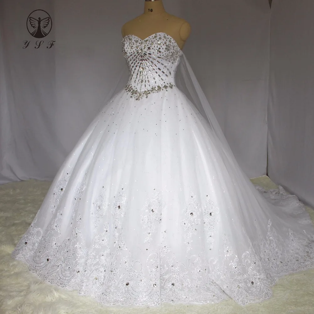 

Luxury Vestidos De Novias Off the Shoulder Sweetheart Appliqued Lace Bling Bling Sleeveless Wedding Dresses