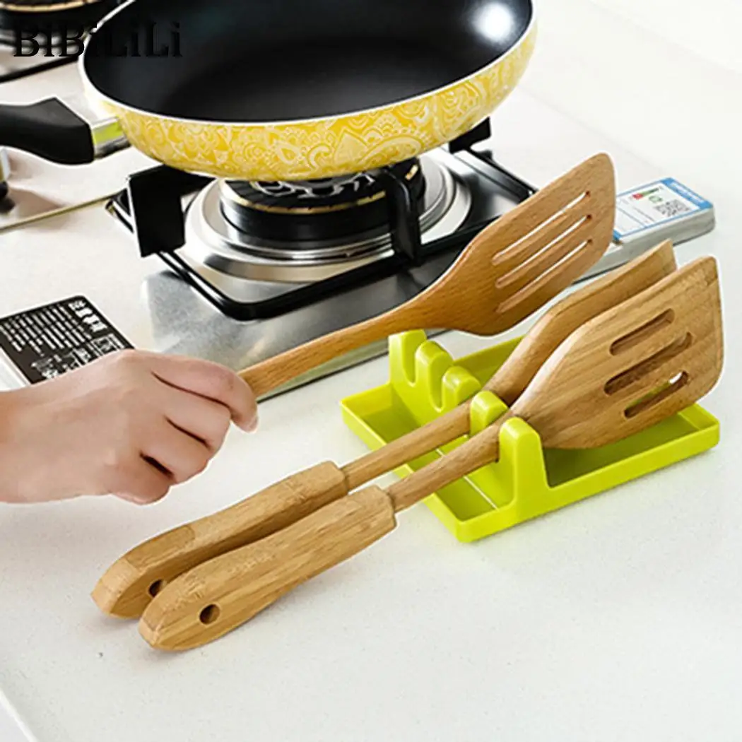 Hot Kitchen Cooking Tools Kitchen Silicone Spoon Rest Utensil Spatula Holder Heat Resistant 