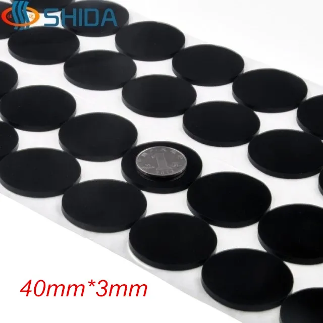 Black 50PCS 40*3mm Anti Slip Self Adhesive Silicone Rubber Feet Pads