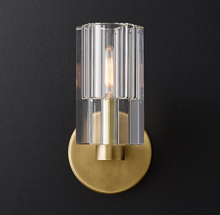 

Retro Vintage Industrial Lustre American Country Model Room Bathroom Bedside Villa Hotel Mirror Clear Crystal Wall Lamp