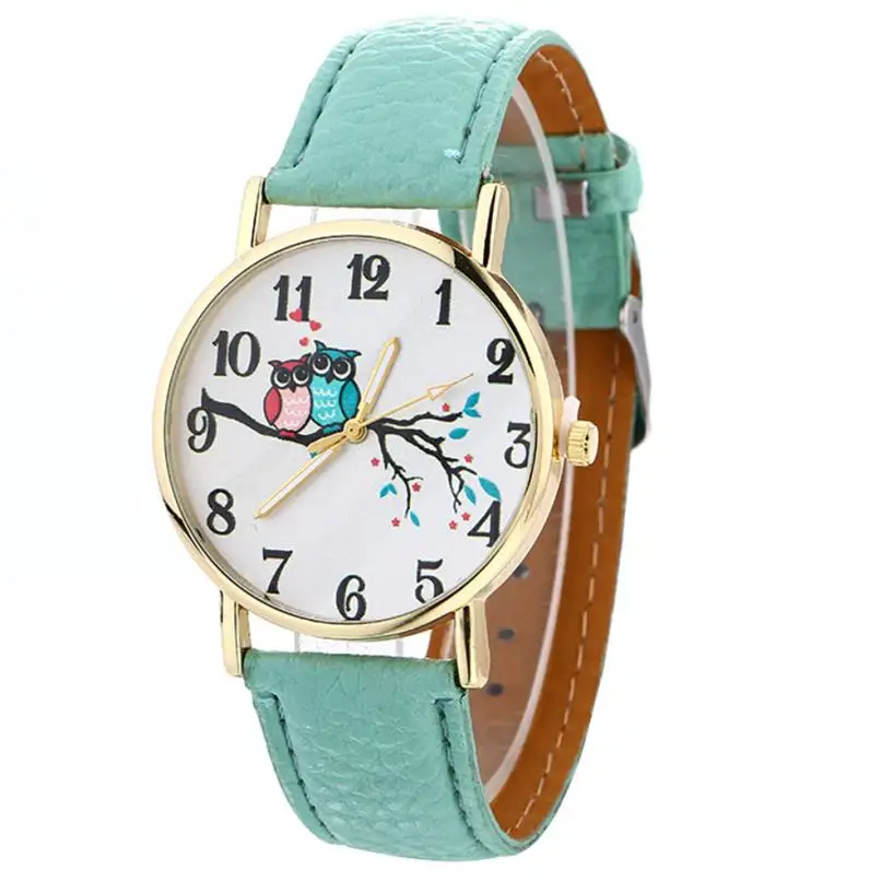 

Cute Owl Pattern Neutral Women's Clock Fashion Leather Quartz Wrist Watch Relogio Feminino Creative Ladies' Gifts Hot Sale #E