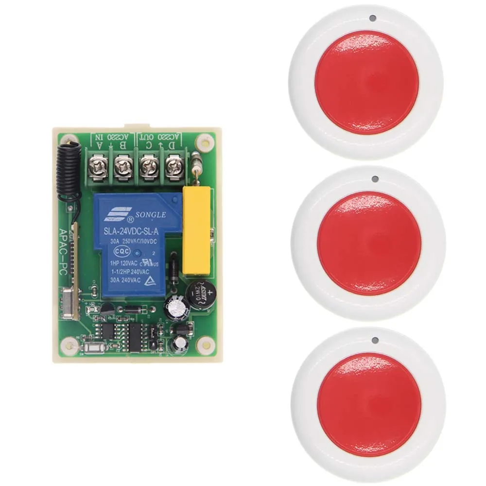 

Universal AC 220V 30A Relay 1CH 1 CH Wireless Remote Control Switch Receiver and RF Roundness Transmitter,315 / 433,Toggle
