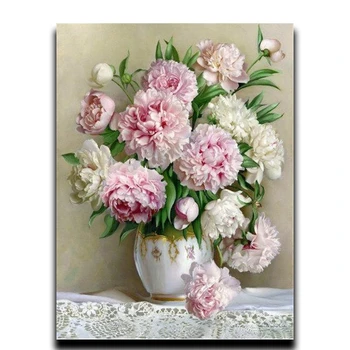 

Painting Diamond cross stitch Diamond Embroidery Round 5d / square mosaic Full of Photos by numbers "Lilac roses in pot"