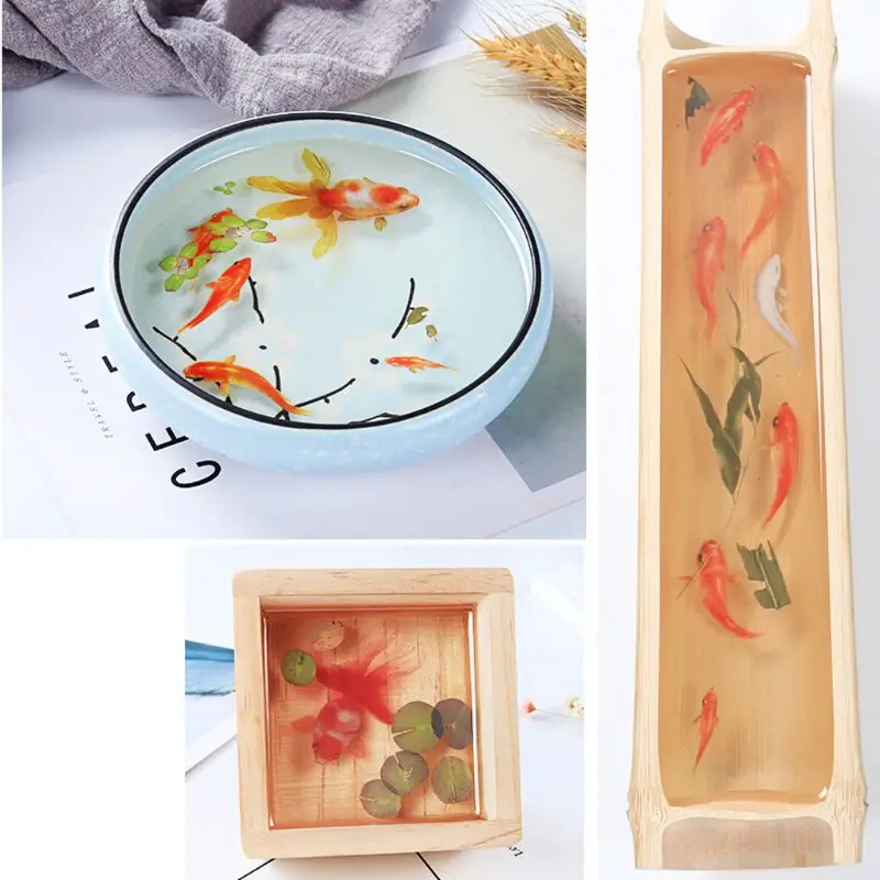 Моделирование рыбы листья утконоса наклейки смолы картина «Золотая рыбка» поделки для ручной работы живопись