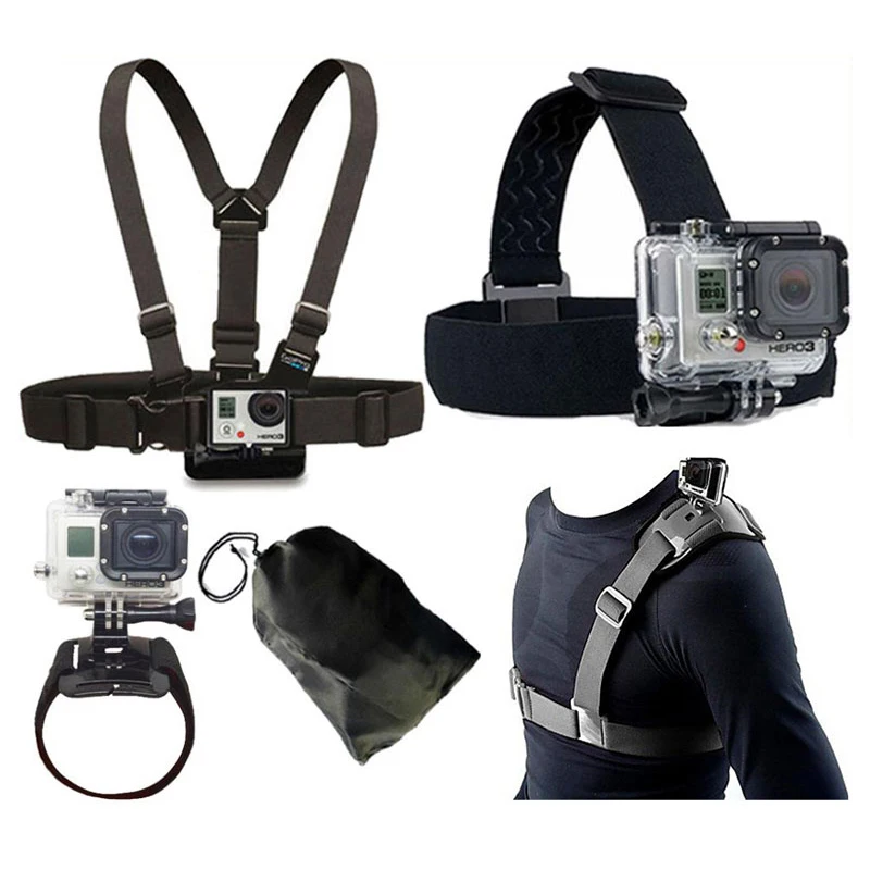 For GoPro Accessories Kit Head Belt Chest Belt Wrist Strap Bag Strap for Go pro 5 SJCAM SJ4000