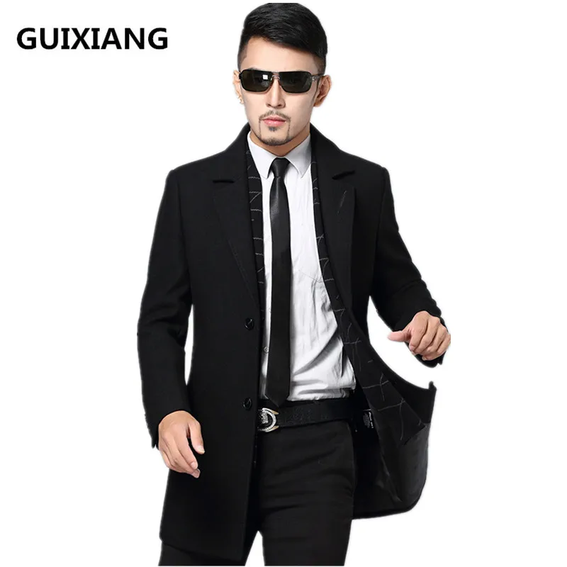 2017 Men's fashion Smart Casual woolen trench coat jacket Men's