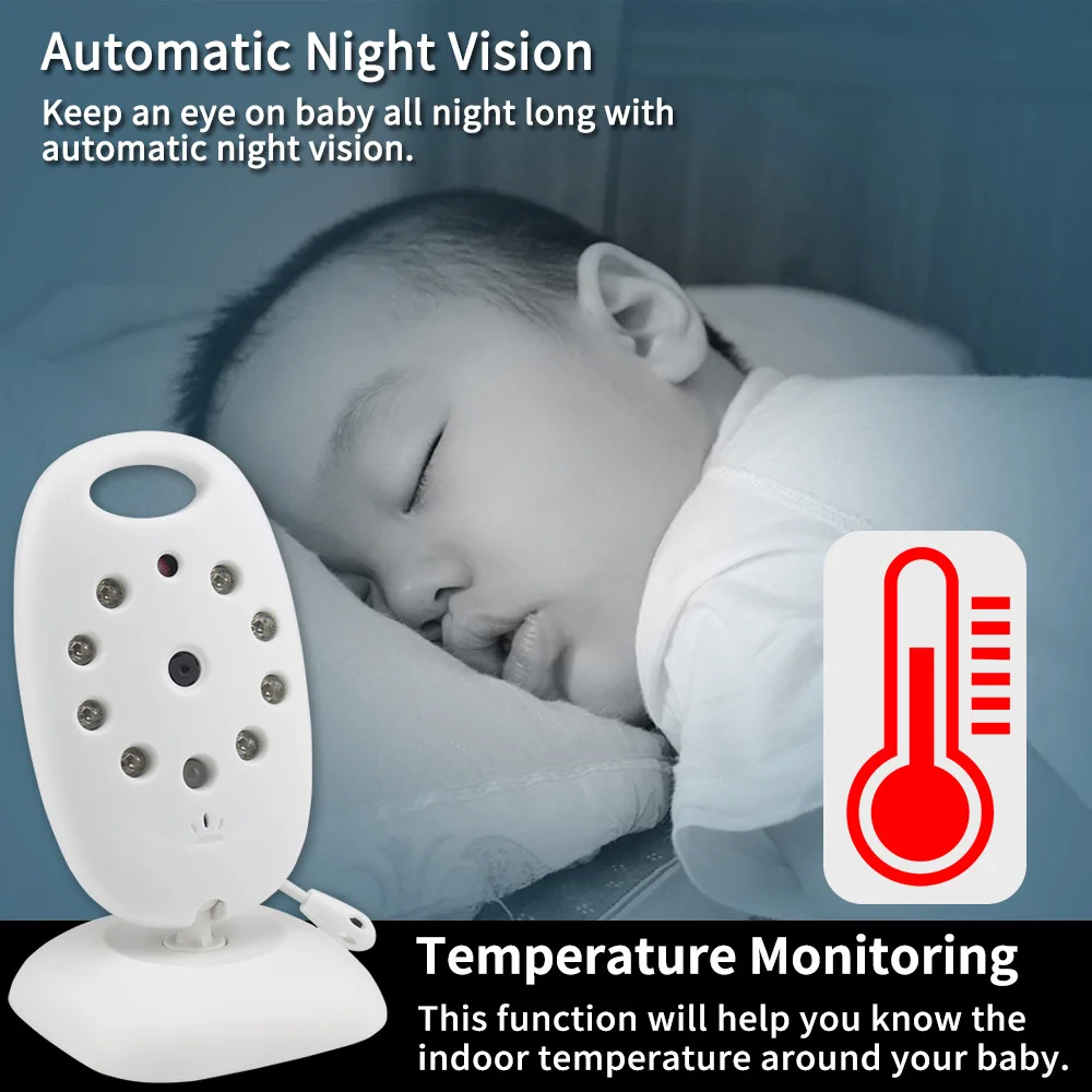 Monitor De Bebe Inalambrico Camara De Seguridad A Color De 2 0 Pulgadas De 2 Vias Vision Nocturna Ir Led Monitoreo De Temperatura Con 8 Canciones De Cuna Monitores De Bebe Aliexpress