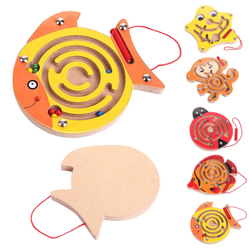 

Kids Wooden Puzzle Game Toy Early Educational Brain Teaser Wooden Toy Jigsaw Board Children Magnetic Maze Toy