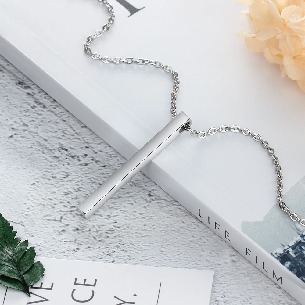 3 Color Engraved Name Necklace Personalised Gift Strip Pendant Stainless Steel Fashion Necklaces & Pendants (JewelOra NE103087)