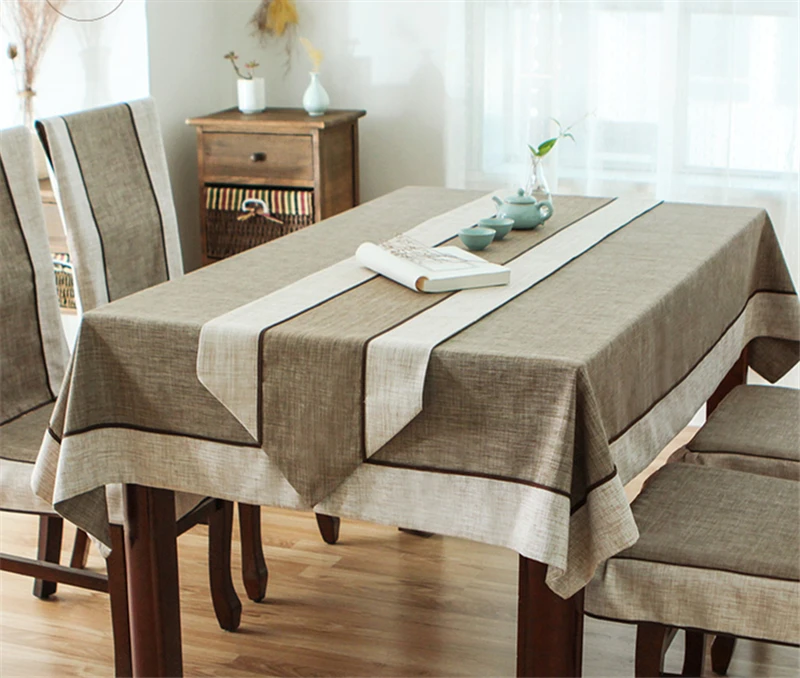 Lanweini Modern Minimalist Style Retro Solid Stripe Table Runner Decorative Chinese Classic Table Flag Cabinet Cover Table Cloth