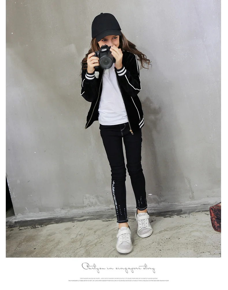 2016 Sport Style Schwarz Kinder Jacken Fur Madchen Oberbekleidung Kleidung Fur Madchen Alter 13 Koreanische Kinder Kleidung 12 Jahre Store Kd 9 Jacket Texture Jacket Sheepskinjacket Buyer Aliexpress