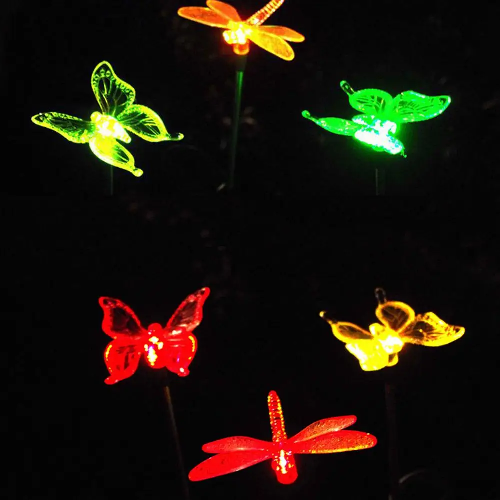

RGB LED Solar Garden Light Outdoor Waterproof For Garden Decoration Butterfly Bird Dragonfly Modern Novelty Art Solar Lamp Decor