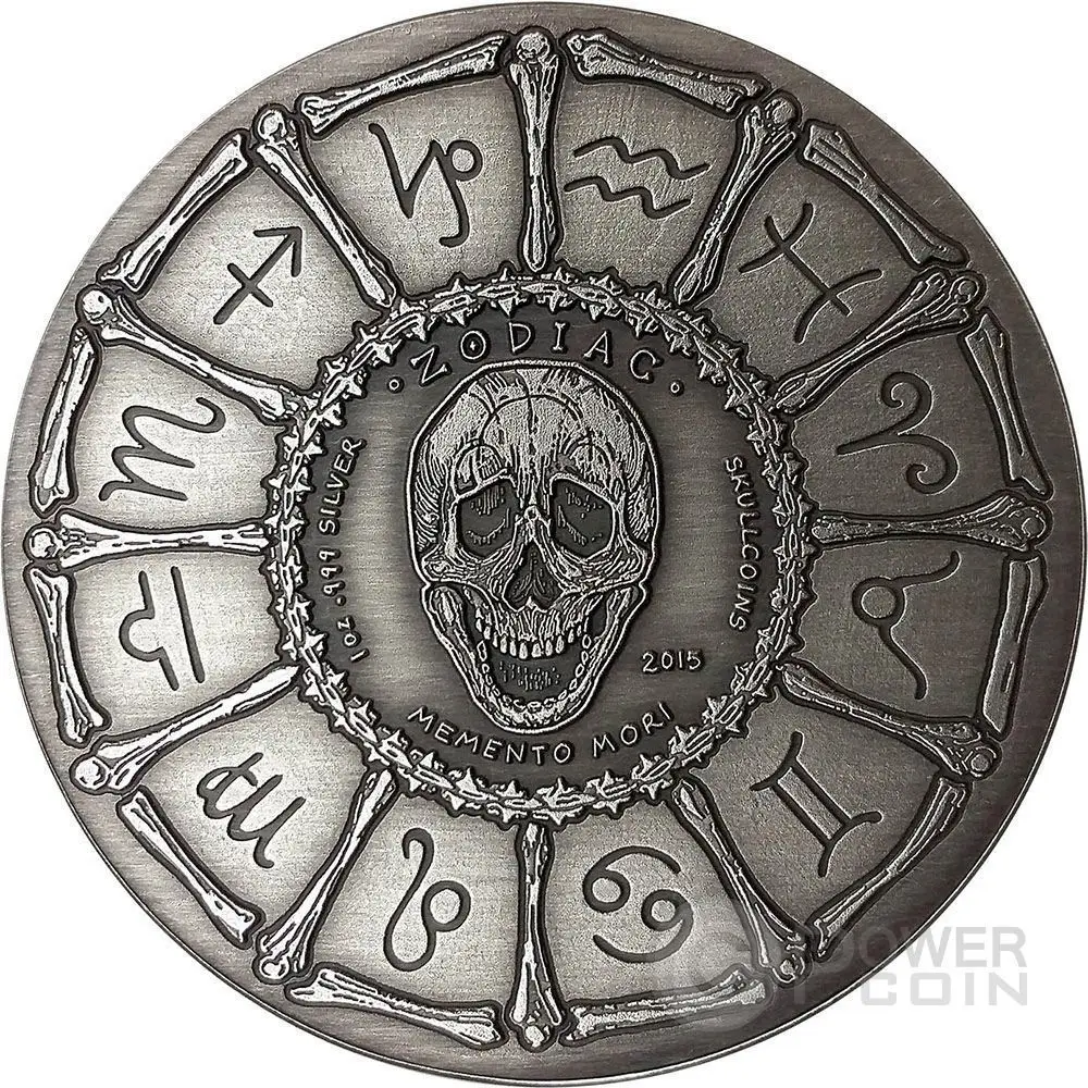CANCER Memento Mori Zodiac Skull Horoscope Silver Coin 2015 (2).jpg