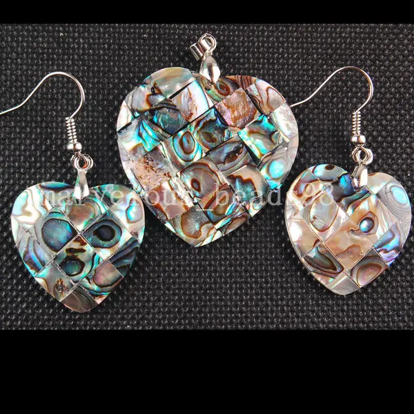 Free Shipping Fashion Jewelry New Zealand Abalone Shell Heart Dangle