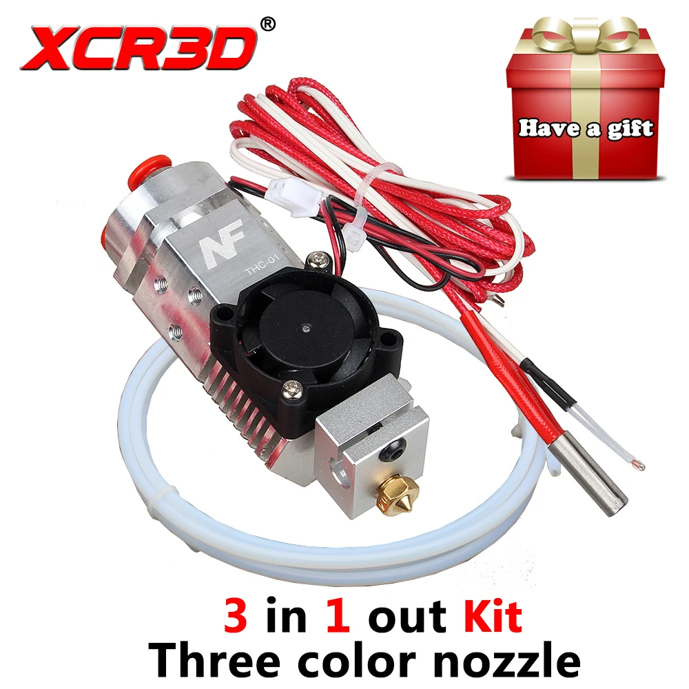 

3D Printer Parts Extruder 3 in 1 Hotend Fusion Multi-color nozzle 1.75mm NF THC-01 Three Colors Switching Metal 12V/24V Heater
