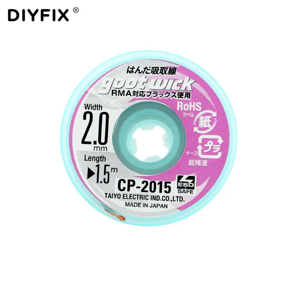 

DIYFIX 1Pc 2.0mm 1.5M Desoldering Braid Solder Remover Wick Wire Mobile Phone Repair Welding Soldering Tools Accessories