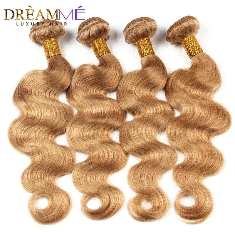 

#27 Honey Blonde Body Wave Brazilian Human Hair Weave 3 Bundles Remy Human Hair Extension Weave Dream me Queen Hair Products
