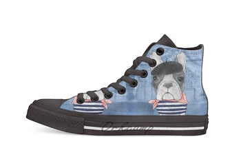 

Frenchie With Arc de Triomphe Design breathable Casual High Top lace-up Canvas shoes sneakers