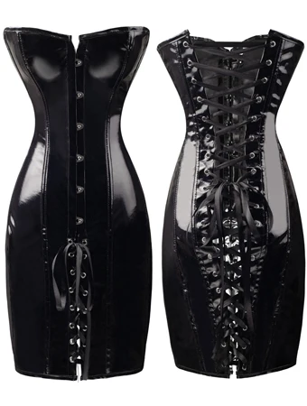 

New PVC corset sexy chest leather corsets and bustier bustier 6xl plus size steel boned corset dress lace up pu corsets