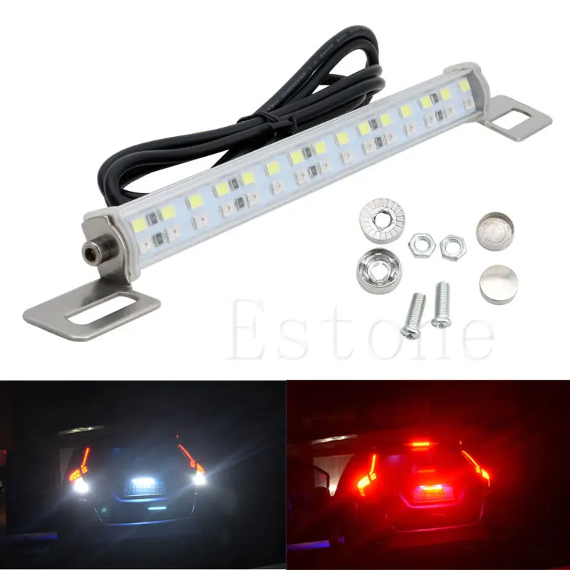 Car 30 LED 18W Light Bar Brake Tail Reverse Rear License Plate Lamp Red