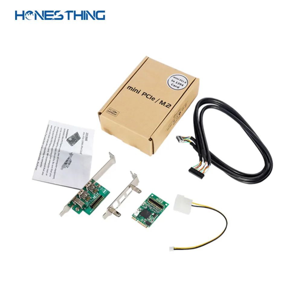 HonesThing Mini PCI Express Combo 2x 1394b + 1x 1394a Ports Firewire Mini PCIe Controller Card Support Low Profile Bracket 6
