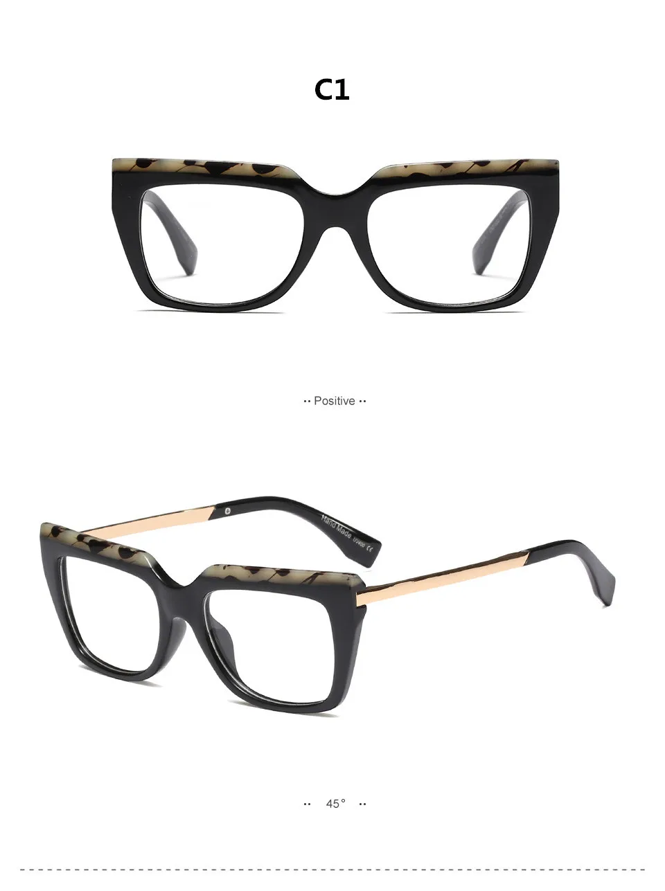 HUITUO, модные ретро очки, оправа для женщин, защита глаз, очки для вождения, фирменный дизайн, прозрачные очки, поддельные очки - Цвет оправы: C1