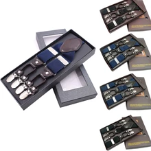 Мужские y-образные однотонные или подтяжки в горошек Нескользящие 6 зажимов эластичные регулируемые подтяжки