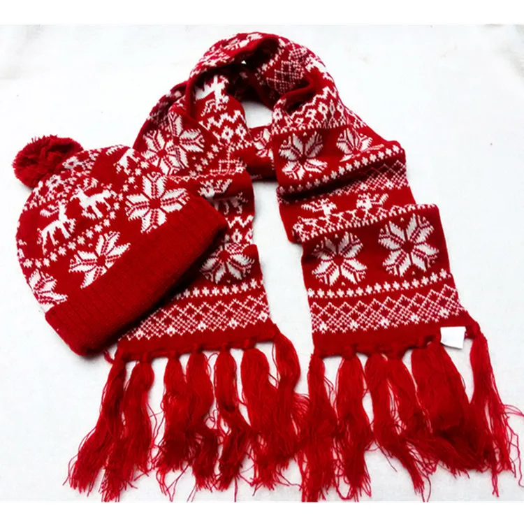 2013 осенняя и зимняя Рождественская вязаная шляпа с оленем, шарф, зимний шарф, комплект из двух предметов