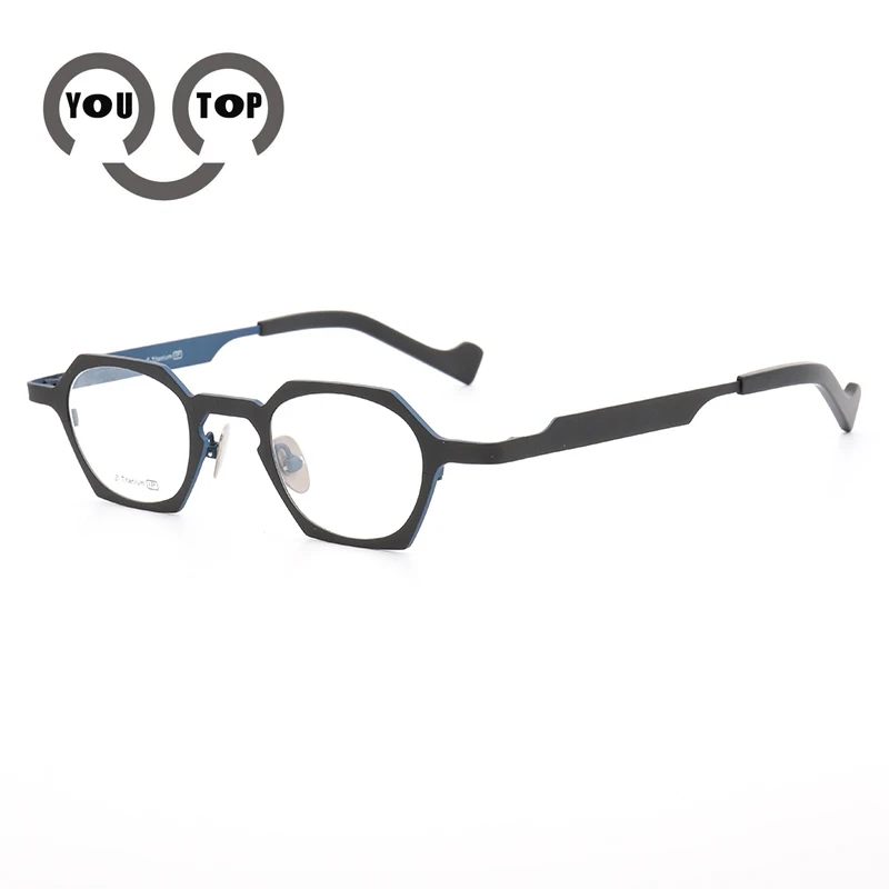 

YOUTOP Special Men's Optical Irregular Pure Titanium Frames Women's Myopia Eyewear Prescription Eyeglasses Frame 7021