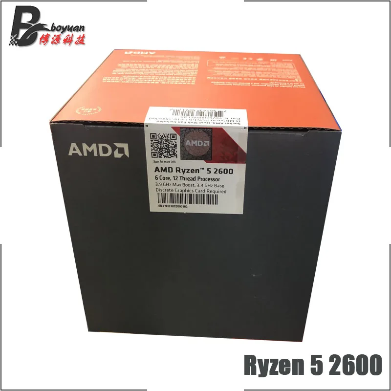 Процессор AMD Ryzen 5 2600 R5 2600 3,4 ГГц шестиядерный ЦП с двенадцатью потоками YD2600BBM6IAF Socket AM4 и с вентилятором