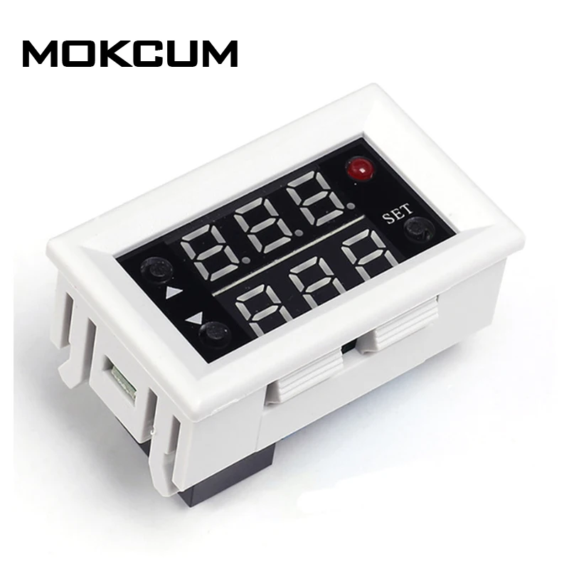 

High Precision Red + Blue Double Digital Display Temperature Controller Thermometer w/White Shell DC 12V Intelligent Thermostat